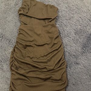 Elegant Brown Ruched Dress